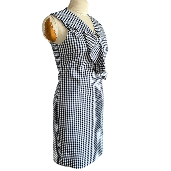 J. McLaughlin Kathryn Navy & White Gingham Check Lined Shift Sleeveless Dress 10 - Picture 6 of 11